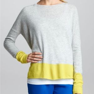 Vince Color Block Grey and Yellow Cashmere Sweater, Size M